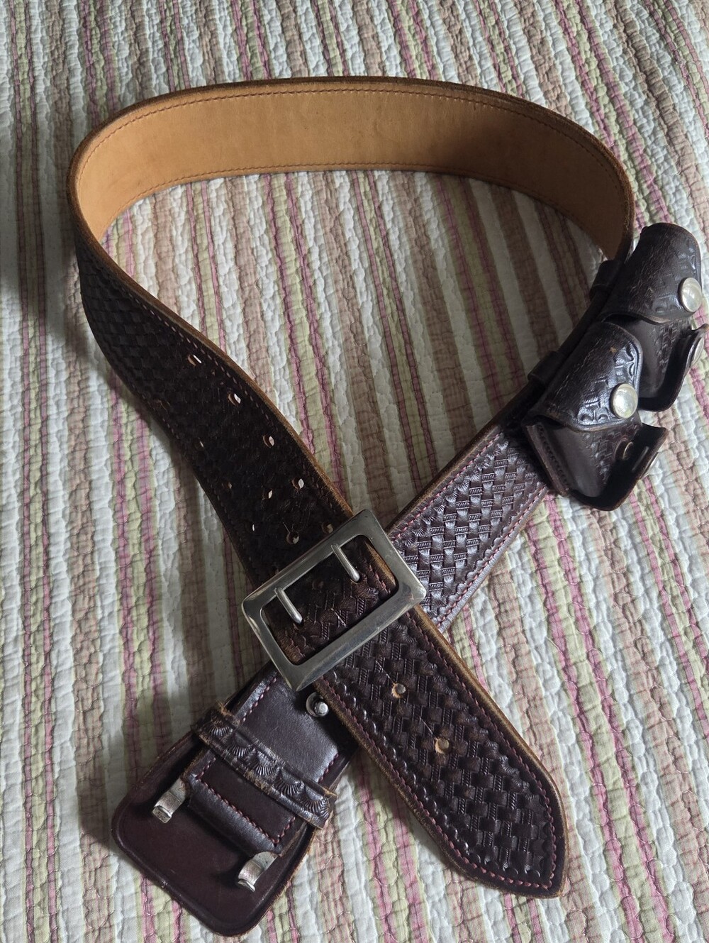 Men's Woven Leather Belt Bag in Dark Brown